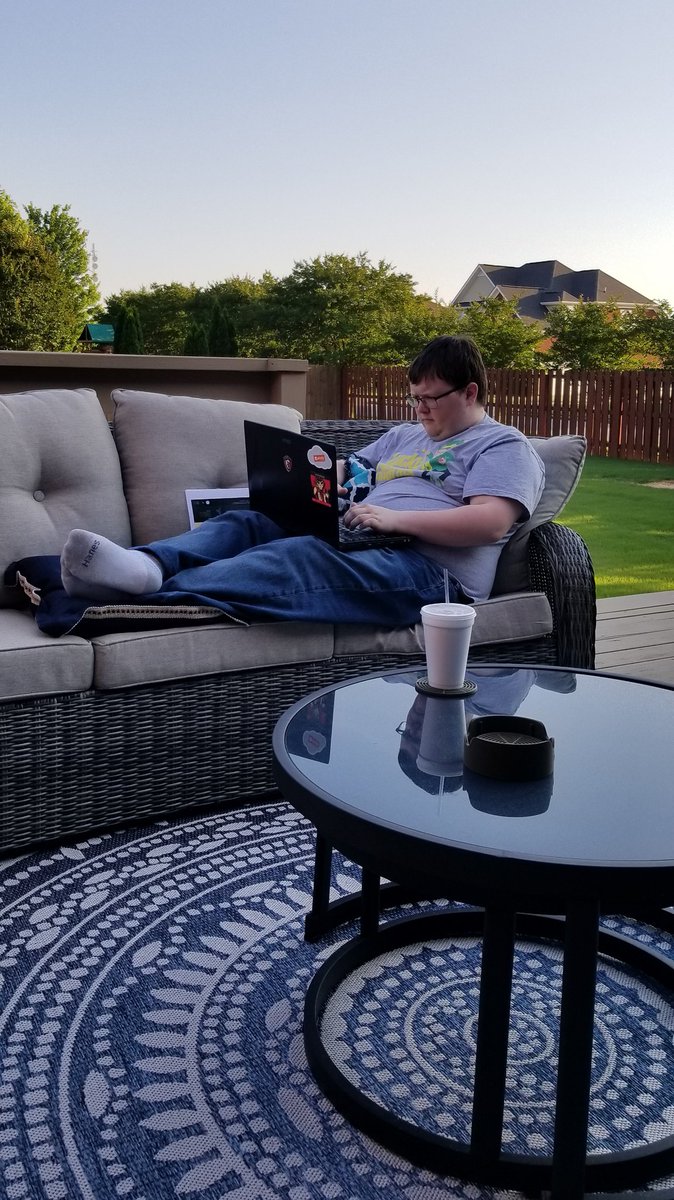 katmullican's tweet photo. Me (trying to be a good mom) to my son: "It's a beautiful day!  You should spend some time outside ...."   #touche https://t.co/lFLSpTxBvL