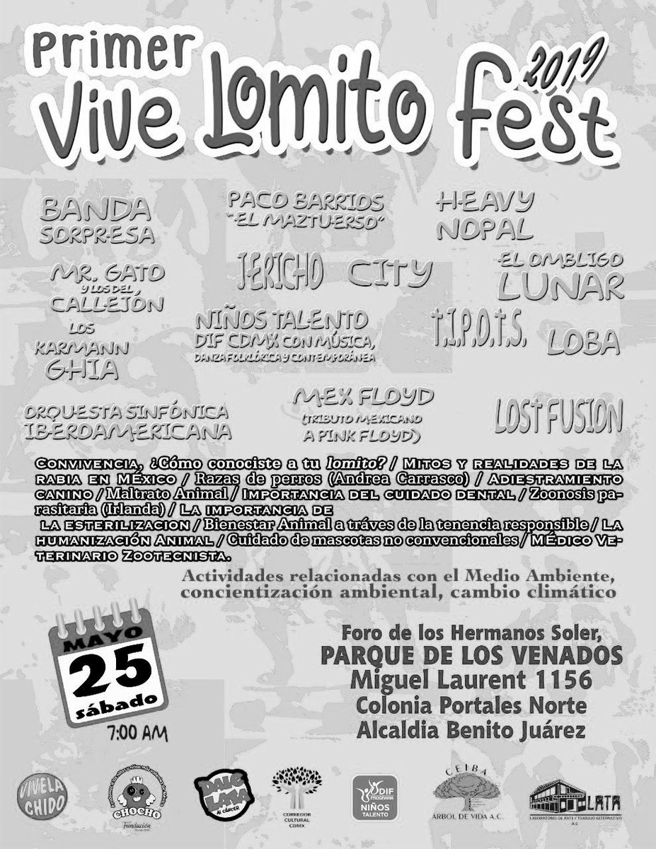 Mastuerzo2011's tweet image. PRIMER VIVE LOMITO FEST 2019
Sábado 25 May 2019
Parque de los venados
Foro de Los Hermanos Soler 
Alcaldía B.J.
CDMX

  💐👊🏻💐👊🏻💐👊🏻💐👊🏻💐👊🏻💐
