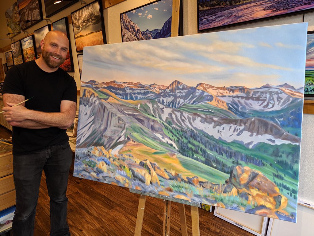 Please share if you enjoy this one.  🙂. Just finished!  “Deer Creek Pass” - 40x60 inches - oil on #canvas.  

When I started this one, I had wondered what I had got myself into—I’m happy with how it came together. This #painting was inspired by an excellent Austin Waisanen photo