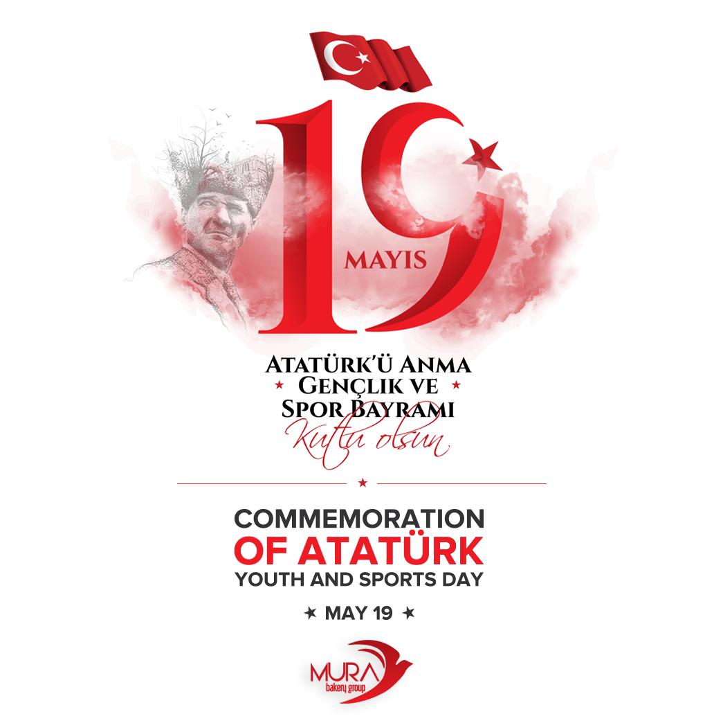 MuraBakeryGroup's tweet photo. Mustafa Kemal ATATÜRK önderliğinde, Türk Milletinin özgürlük ve bağımsızlık mücadelesini başlattığı #19MAYIS1919'un bugün 100. yıldönümü.
Ulusal egemenliğe ve Atatürk ilkelerine sahip çıkan gençlerimizin,
19 Mayıs Atatürk'ü Anma Gençlik ve Spor Bayramı
Kutlu Olsun!
#100YıldırGenç https://t.co/OEmudsBJrr