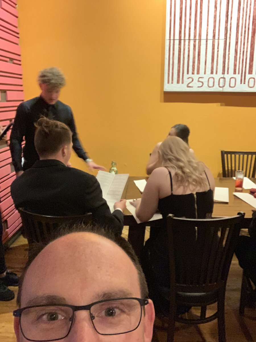 When you grab a bite before chaperoning Prom and you get seated next to about 20 of your students. #surprise #EHSProm19