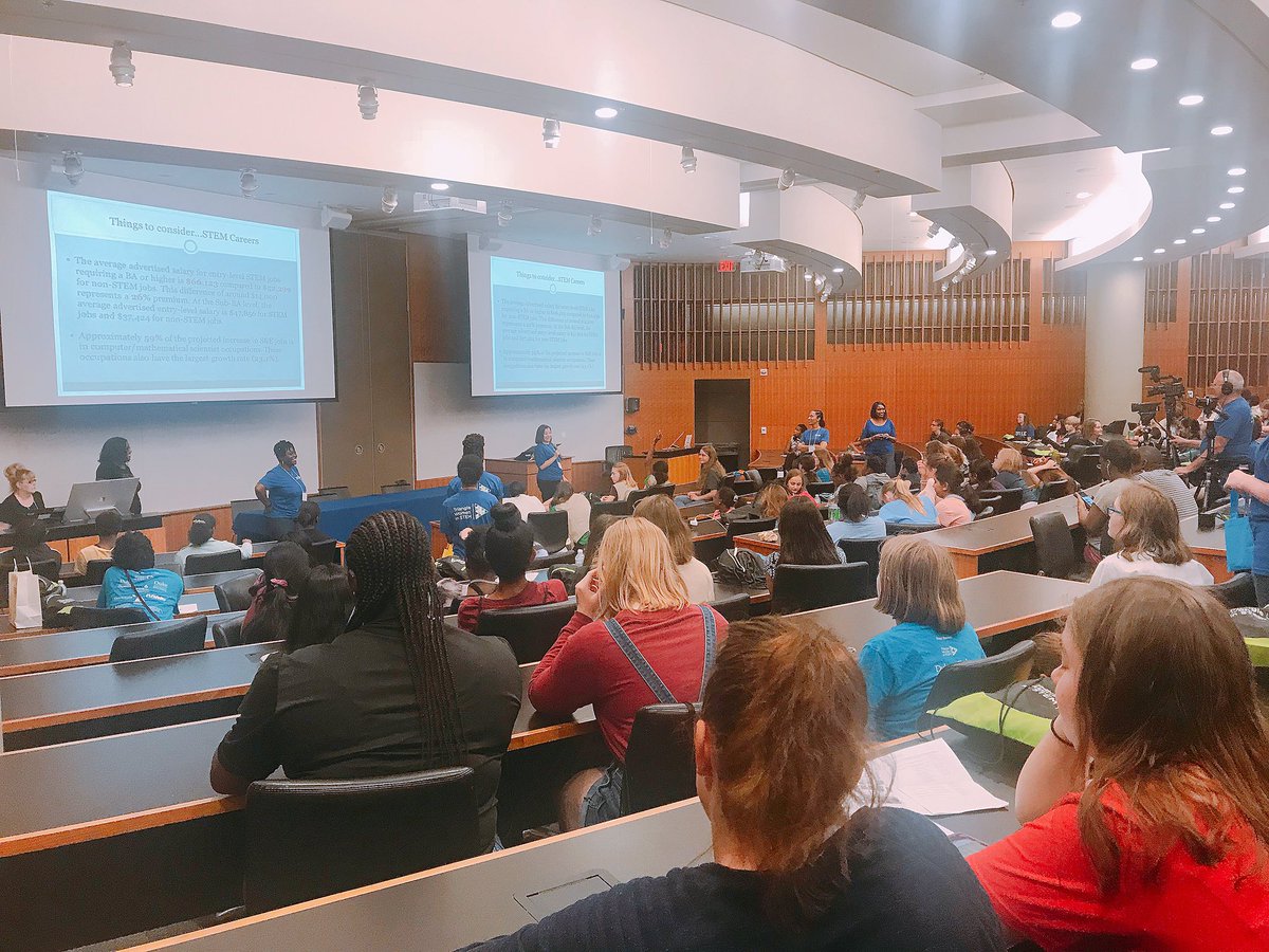 TriangleWiSTEM's tweet photo. On average, STEM careers yield high salaries. At Girls STEM Day @ @DukeU girls learned how to accumulate and manage money. We advise getting an education, working hard & smart, & taking advantage of compound interest. #TriWiSTEM #GIRLSSTEMDAYDUKE #TRIGIRLSTEM https://t.co/Igh3Re6xow