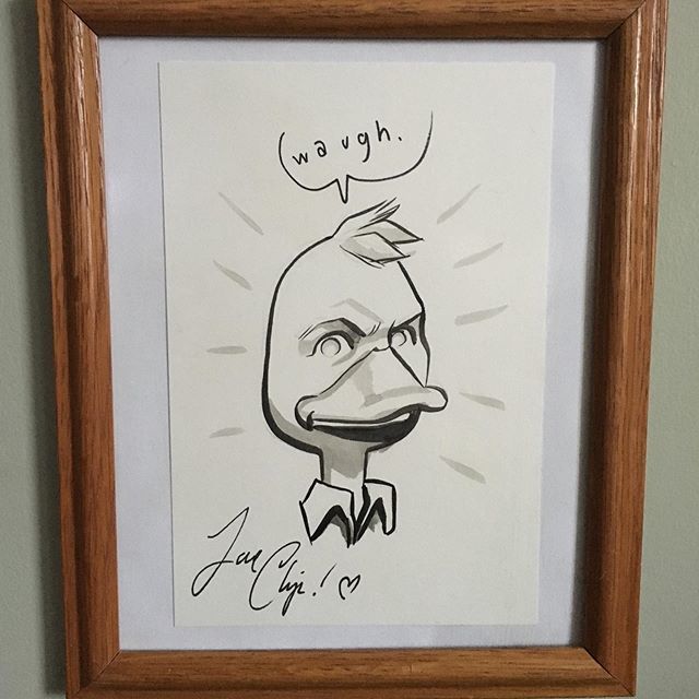 belmondophile's tweet photo. Beautiful sketch by @zdarsky. Their run with @kwinones on Howard the duck was incredible. #tcaf #tcafhaul #comicbookart #chipzdarsky #howardtheduck https://t.co/dSj0RWVXR0 https://t.co/nalypBH772