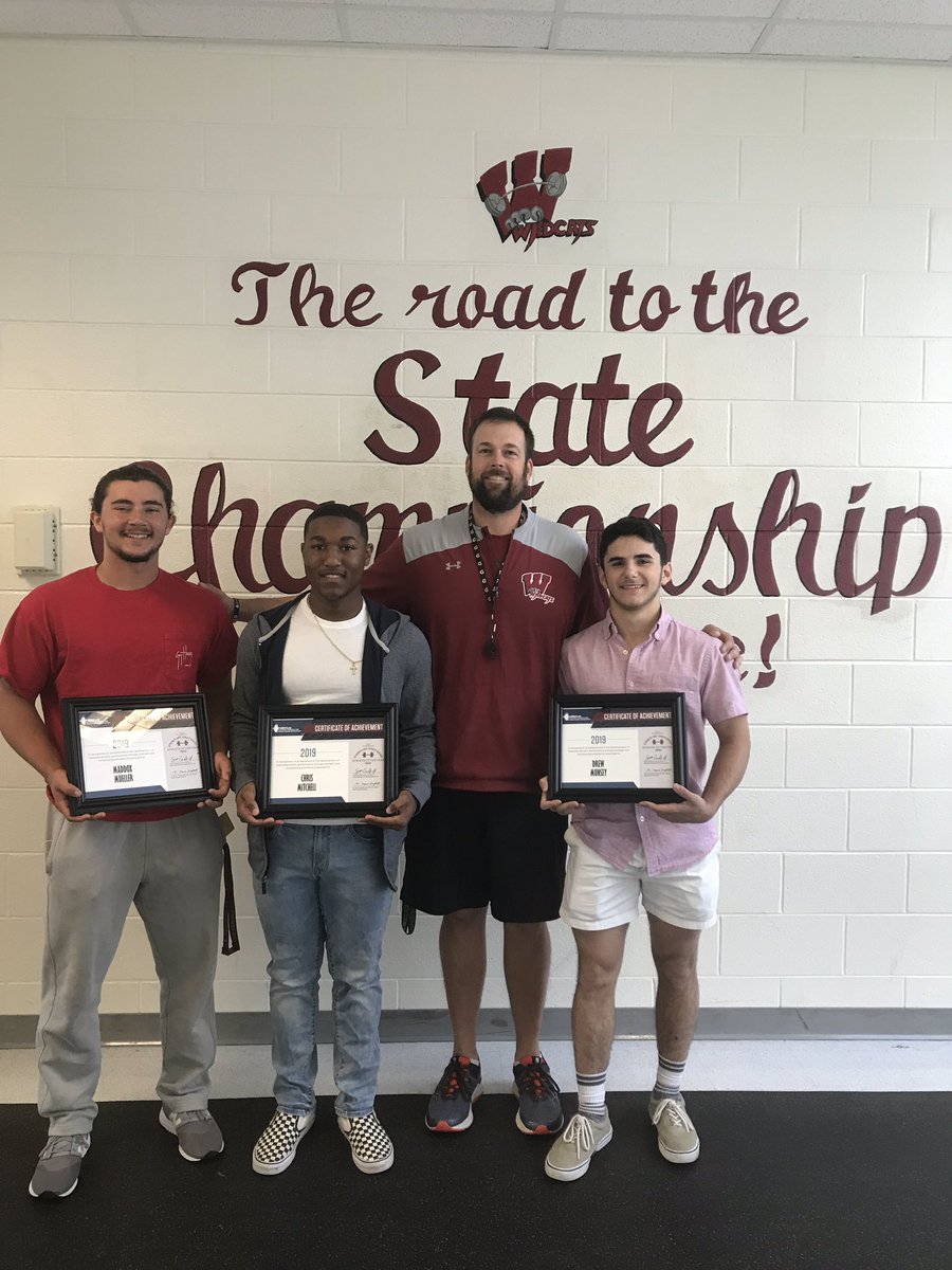 WHSIronCats's tweet photo. Huge shout out to the 2019 @NSCA High School All-Americans from Whitewater High School! Junior Maddox Mueller, Junior Chris Mitchell, and Senior Drew Munsey! Please congratulate them when you see them! #WhitewaterStrong https://t.co/0VM4IrDbkA