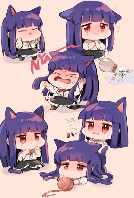 「猫娘 座る」のTwitter画像/イラスト(古い順)