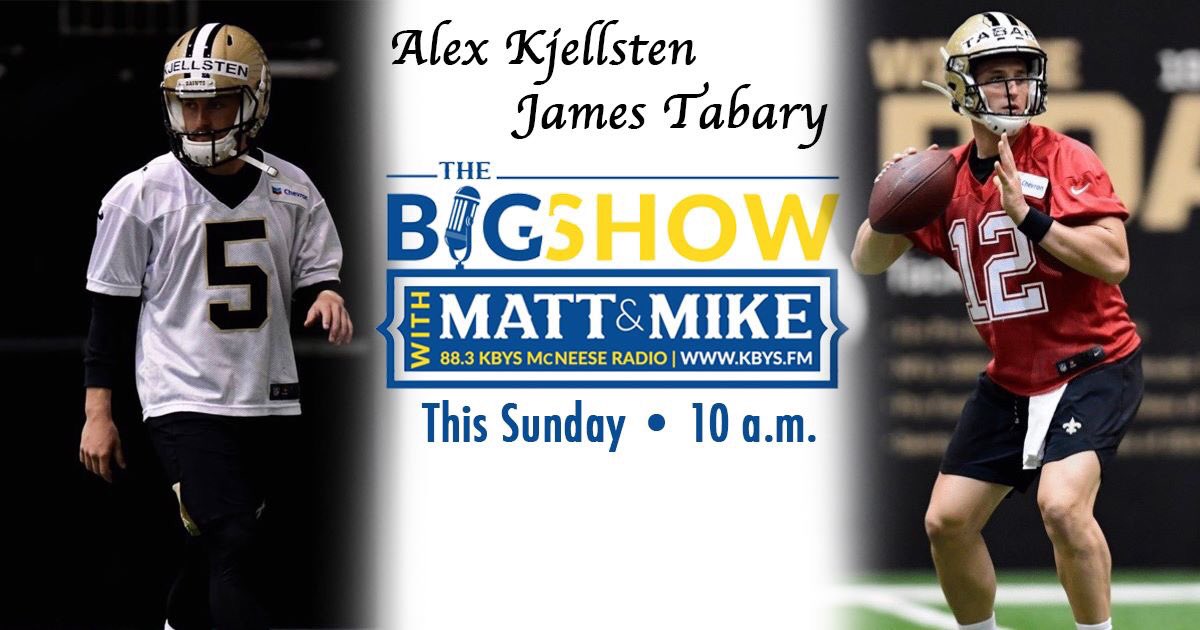 WM_Bonnette's tweet photo. Tune in for #TheBigShow Sunday morning from 10-11 on #KBYS https://t.co/zdXywgMRN8 as we’ll have @YoungShelly40 in the studio and a phone interview with @JamesTabary as the two are coming off a tryout with the @Saints. We’ll also preview the @SouthlandSports baseball tourney. https://t.co/zCIqmUWGyM