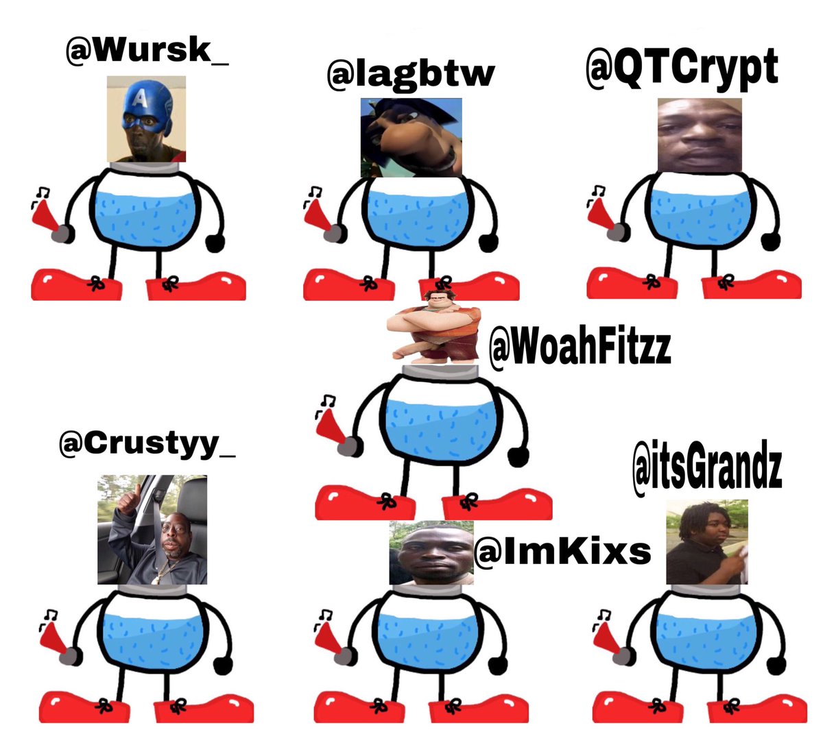 AAGTheClan's tweet photo. The Official AAG Roster Go Follow The Boys // @WoahFitzz @lagbtw @wursk_ @ImKixs @itsgrandz @qtcrypt @Crustyy_ https://t.co/fsTZzL3pqy
