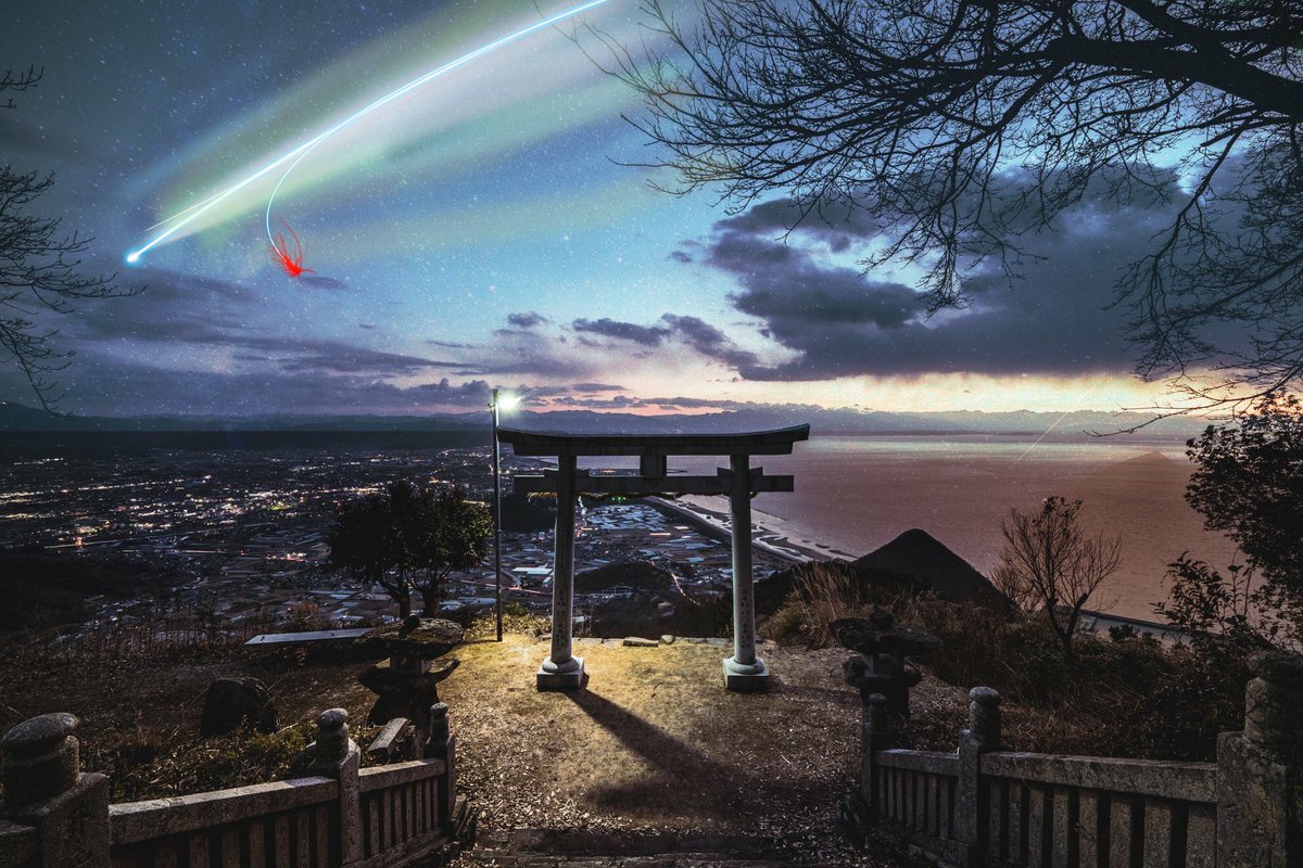 Keita うどん県 در توییتر 君の名は 風に高屋神社 写真にお絵描き 彗星と天空の鳥居 高屋神社 天空の鳥居 香川県 四国八十八景