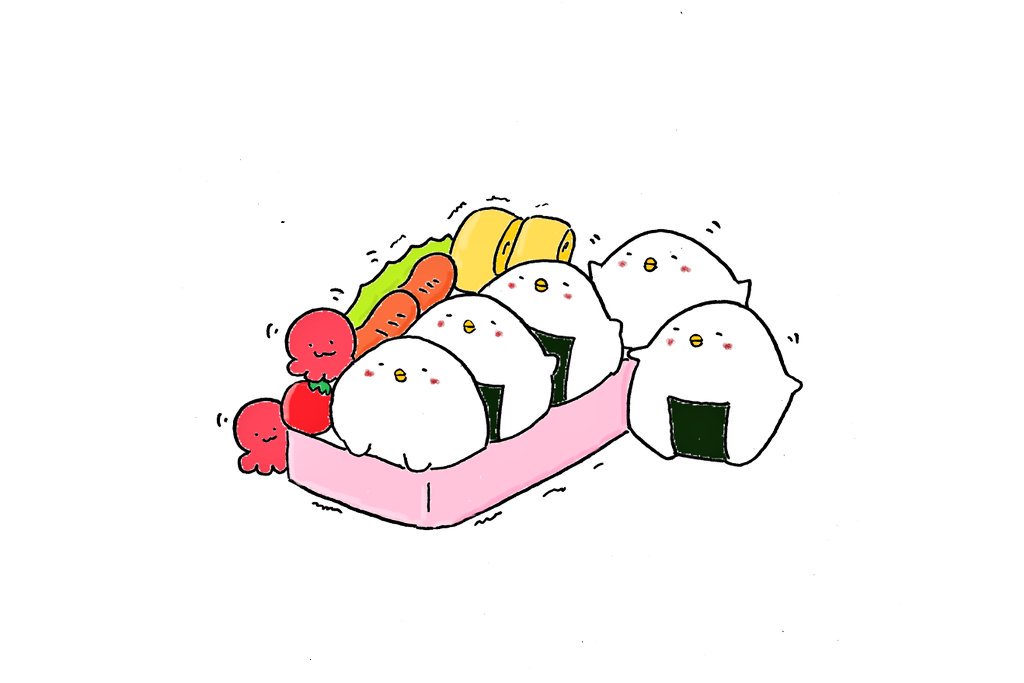 うぱ お弁当と鳥たち イラスト好きな人と繋がりたい お弁当 おにぎり なにかのとり