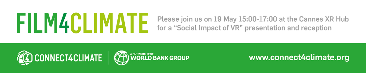 mdf_cannes's tweet photo. Join us today from 15:00 @CannesXr Hub for a presentation and reception where we will be exploring the social impact of VR with @Connect4Climate and @WBG_IDA 🌏 https://t.co/Fq6hgO5OZR