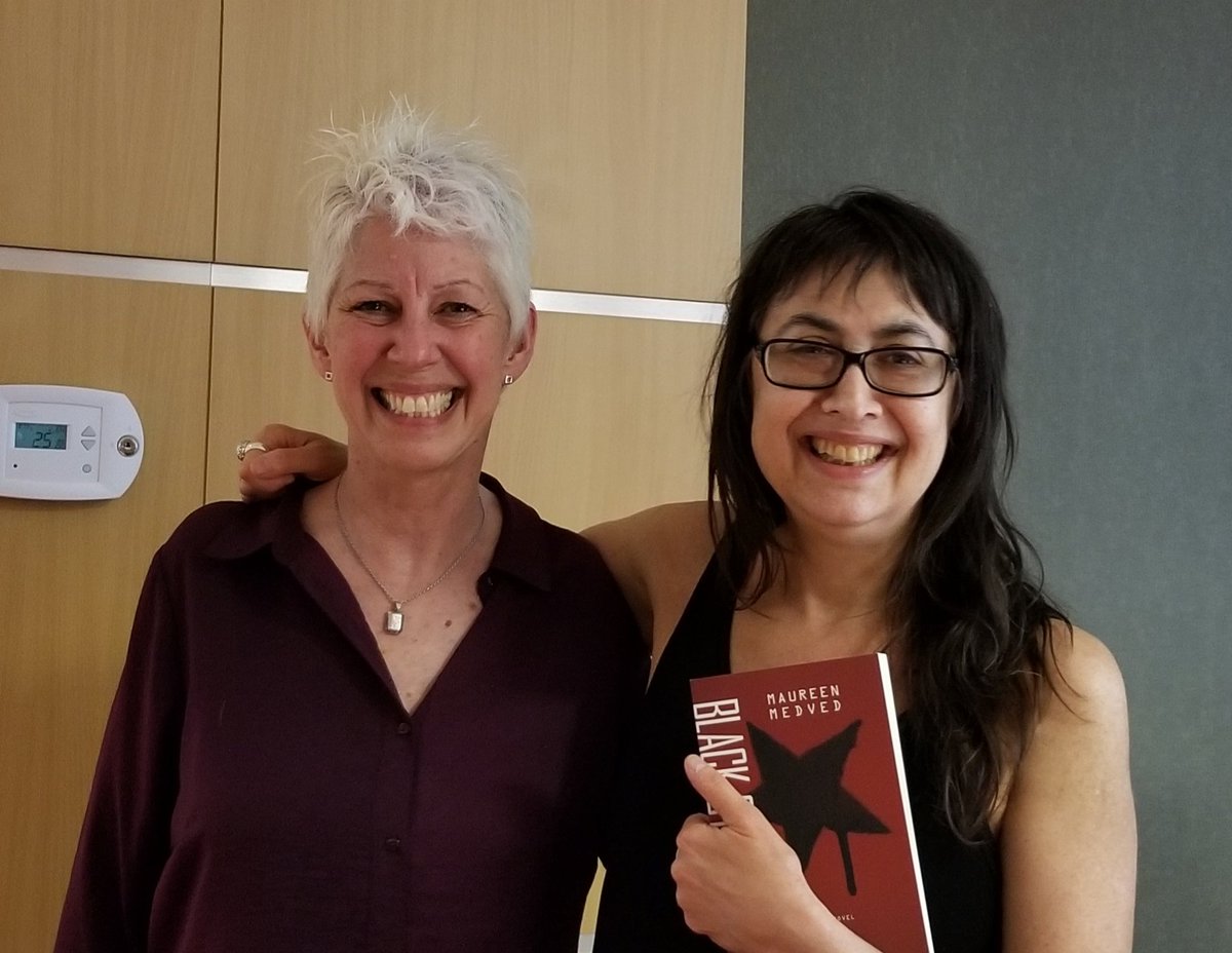 TriciaBarker49's tweet photo. And the @canauthors conference comes to an end. @DonMaass gave the keynote speech and @maureenmedved1 @AnvilPress won the Fred Kerner award. A pleasure chatting with Maureen. She is a gem! Thank you to the organizers. This was a fabulous conference. #CanWrite19 #pickhappy https://t.co/rZwd3X3Sry