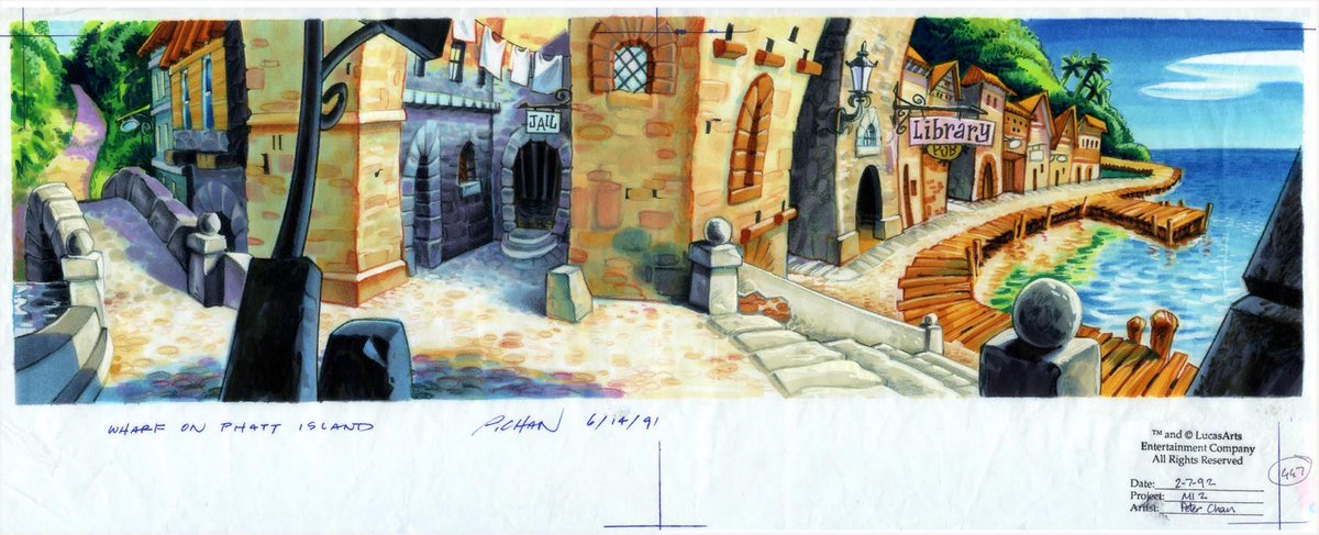 After some work in the advertising industry in San Francisco, Peter Chan joined  #LucasArts in 1991 to work on the background art of  #MonkeyIsland 2 (under the direction of Steve Purcell and Sean Turner)