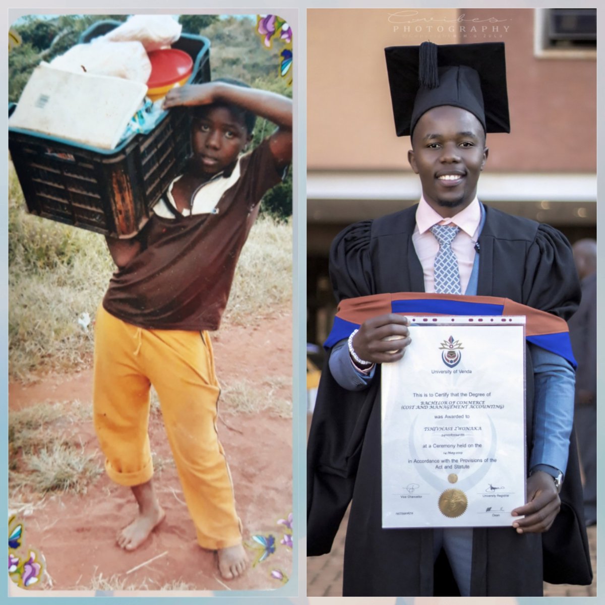 mylight_zt's tweet photo. From carrying a crate to carrying Bcom degree.
@Univenofficial make it known to the fellow students that it is possible #univengraduation 
Mańa a mutukana asi vhumatshelo hawe. Ndaa! https://t.co/T42nx5OgW0