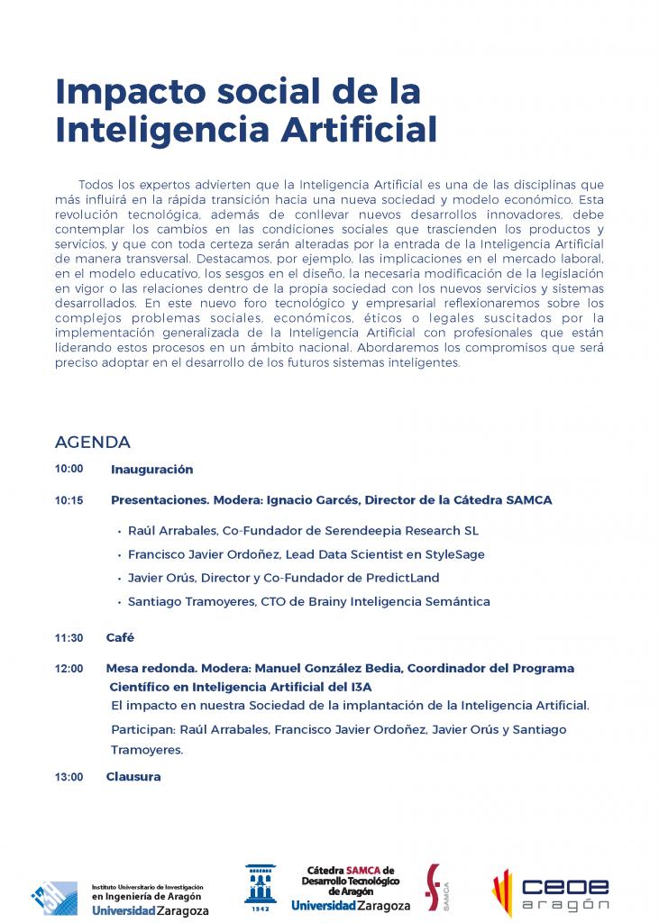 PredictLand's tweet photo. Foro Tecnológico y Empresarial: "Impacto Social de la Inteligencia Artificial", el Jueves, 30 de Mayo, organizado por el @I3Aunizar, la Cátedra SAMCA de Desarrollo Tecnológico de Aragón de @unizar y la @CEOEAragon --> https://t.co/fAlSO1ZIvv https://t.co/YNQLHRkmEh