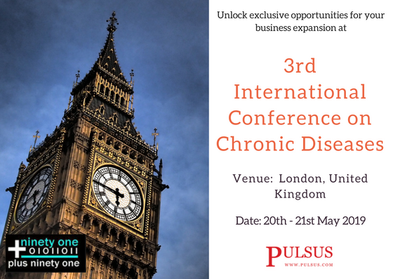 plus91's tweet photo. Organized on the theme “Prevent Diseases and Promote Health”, the 3rd International Conference on #ChronicDiseases will take place at #London from May 20-21, 2019. #PreventDiseases @medeventsguide @Pulsusmeetings https://t.co/rRKskm16De