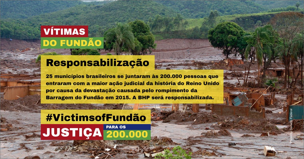 mudmuseu's tweet photo. 25 municípios brasileiros se juntaram às 200.000 pessoas que entraram com a maior ação judicial da história do Reino Unido por causa da devastação causada pelo rompimento da Barragem do Fundão em 2015. #VitimasdoFundao #BRForum19 @bhp https://t.co/oQmTillXNN