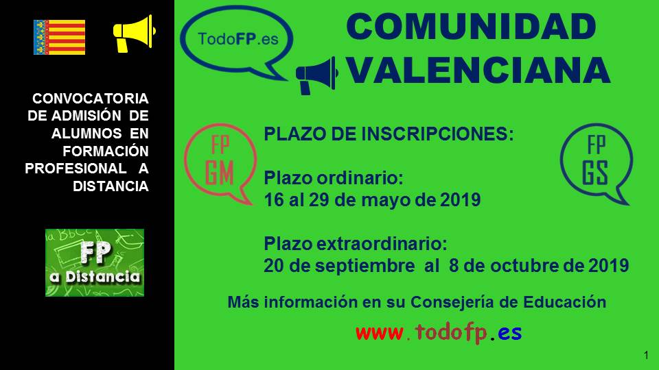 📢Recordatorio de fechas: en la Comunidad Valenciana está abierto el plazo de inscripciones en Formación Profesional hasta el 29 de mayo todofp.es/sobre-fp/actua…