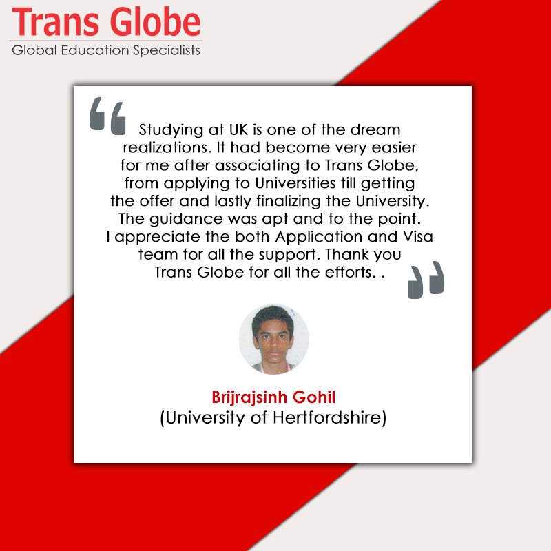 TransGlobe16's tweet photo. Student Testimonial - Another happy student!!! Meet Brijrajsinh Gohil
#Studyabroad #OverseasEducation #Students #Testimonials #TransGlobe #TransGlobeEducation #StudentTestimonial #futurethroughtransglobe https://t.co/kKY8DzAEkV