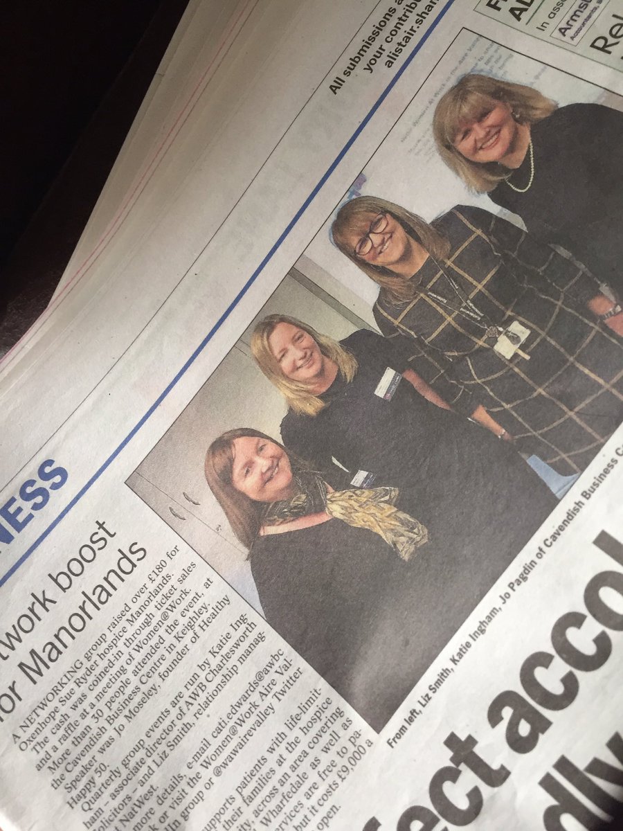 Women@WorkAireValley (@wawairevalley) on Twitter photo Thank you <a href="/KeighleyNews/">Keighley News</a> for the article. Another £180 raised for @SRManorlands <a href="/Healthyhappy50/">Jo Moseley</a> @k_ingham <a href="/CBCKeighley/">Cavendish Business Centre</a> <a href="/NatWestBusiness/">NatWest Business</a> <a href="/Lizsmithyorks/">Elizabeth Smith</a> <a href="/AWBCharlesworth/">AWB Charlesworth</a> #networking #charity #keighley Thank you <a href="/KeighleyNews/">Keighley News</a> for the article. Another £180 raised for @SRManorlands <a href="/Healthyhappy50/">Jo Moseley</a> @k_ingham <a href="/CBCKeighley/">Cavendish Business Centre</a> <a href="/NatWestBusiness/">NatWest Business</a> <a href="/Lizsmithyorks/">Elizabeth Smith</a> <a href="/AWBCharlesworth/">AWB Charlesworth</a> #networking #charity #keighley