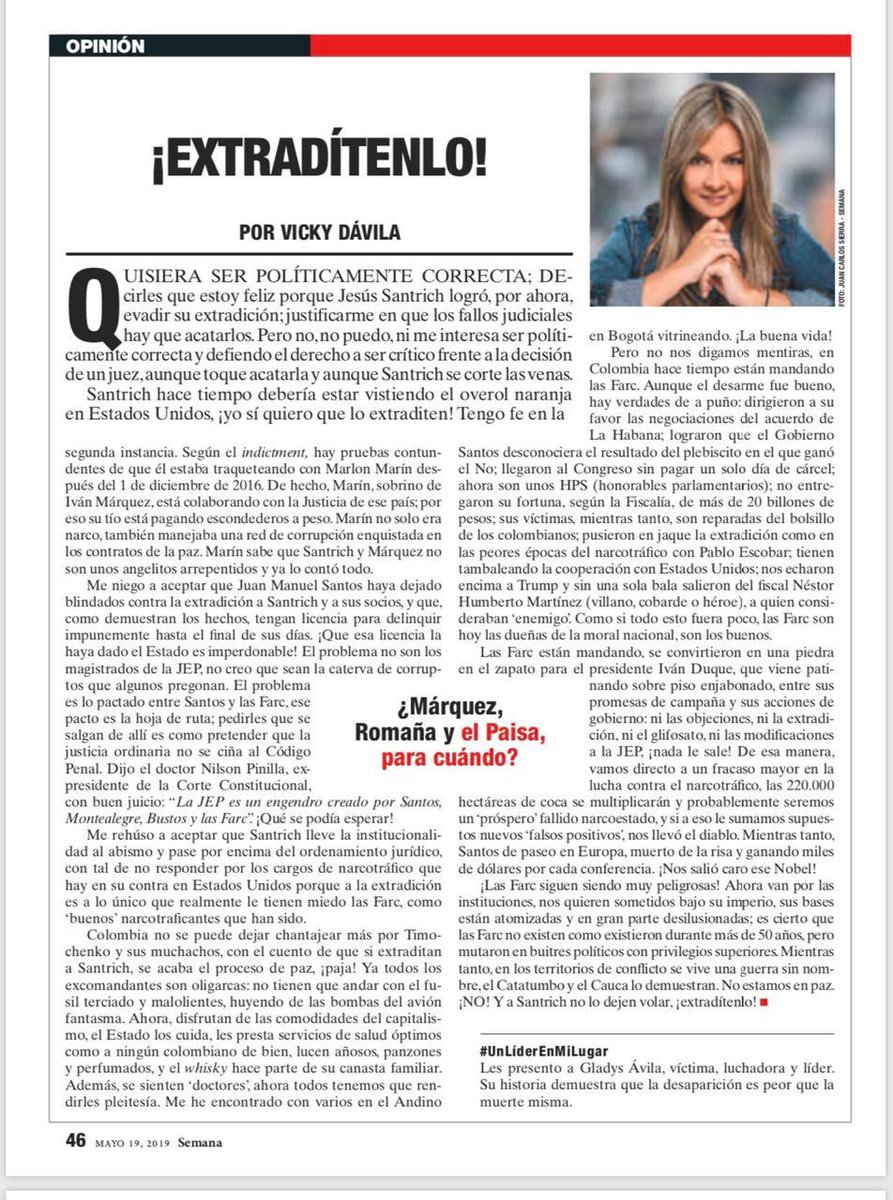 HenaoBernardo's tweet photo. ¿Sera reconversión o el total arrepentimiento?. Es malo juzgar tanto pero jamás imaginé leer esta columna escrita por Vicky Dávila y menos q en esa Revista ya cuente con dos artículos de línea distinta al aciago período de Santos. Algo esta cambiando o algo se está pensando. https://t.co/suYtOKwFPB