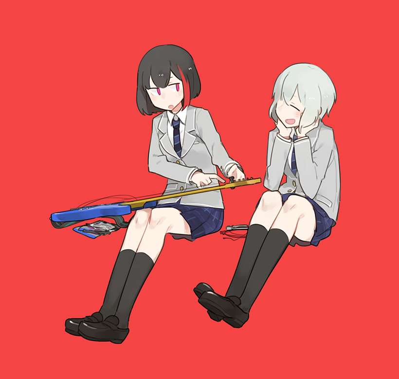 青葉モカ ,美竹蘭 「弦替えそしてチューニング。 」|グライダーのイラスト