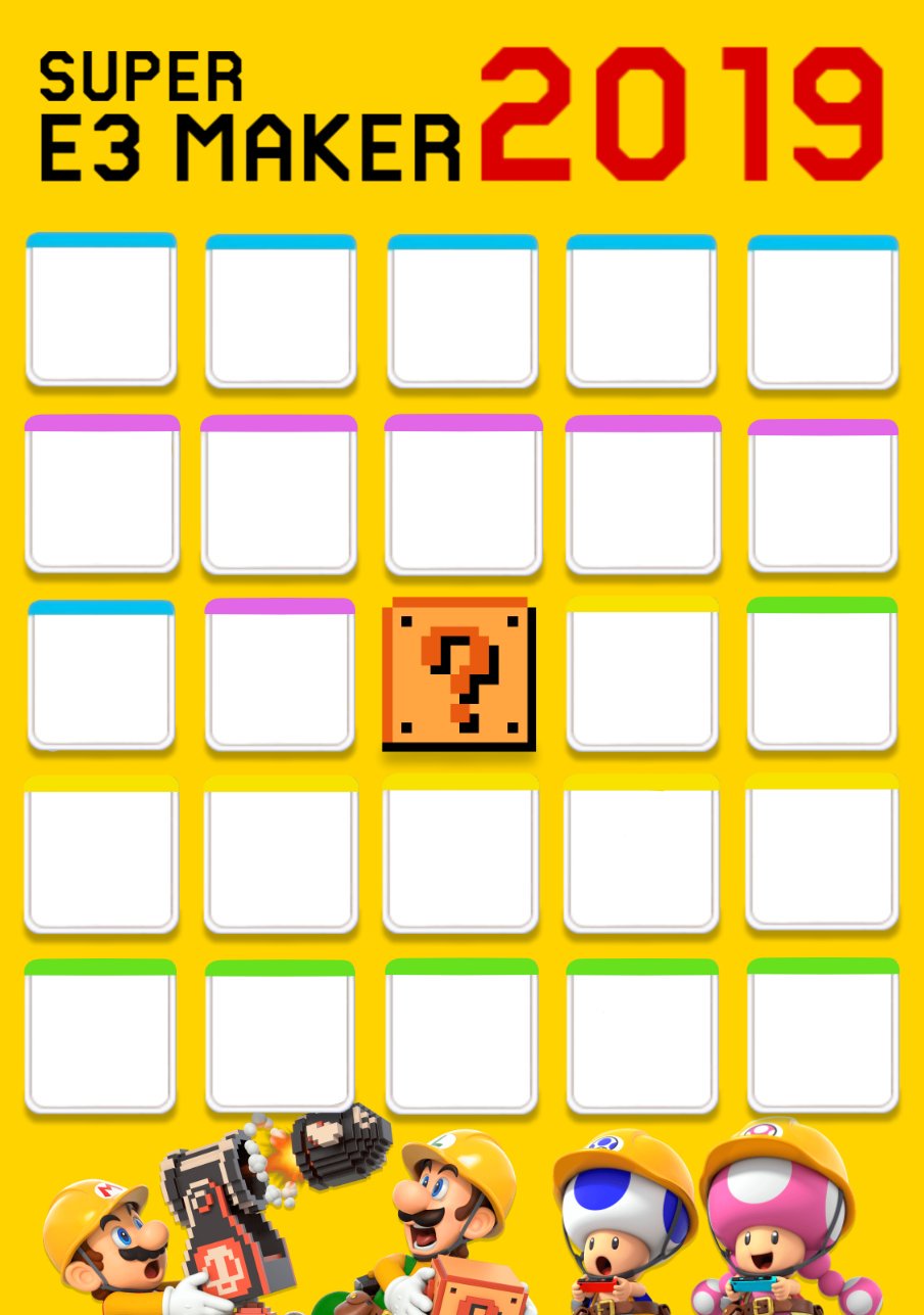 Nintendo E3 Bingo Card Maker