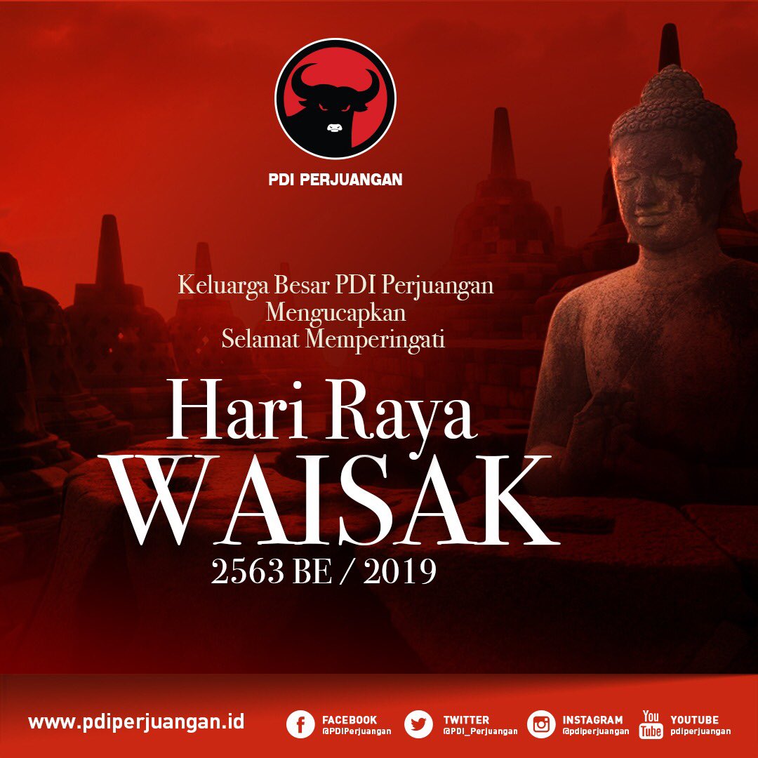 DpcKabMagelang's tweet photo. Keluarga Besar PDI Perjuangan mengucapkan Selamat Memperingati Hari Raya Waisak.

Semoga semua makhluk hidup bahagia bebas dari segala kebencian dan permusuhan.

#KandangBant3ng
#PDIPerjuangan
#Waisak https://t.co/WJY9KhzBwv