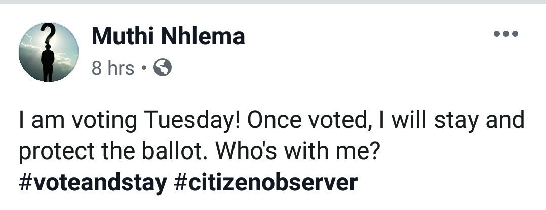 MalawiElects's tweet photo. Muthill Nhlema says:
"I am voting Tuesday! Once voted, I will stay and protect the ballot. Who's with me? #voteandstay #citizenobserver" https://t.co/SZYn2ef2DX