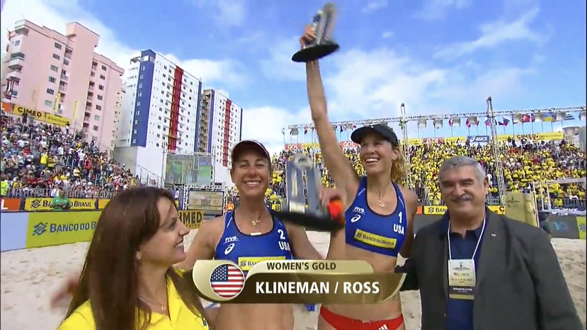 srice514's tweet photo. Congratulations on a solid end to that third set to beat Canada once again for the gold medal @AprilRossBeach @alixklineman! #ATeam 🇺🇸 🥇 https://t.co/gZAuyCOUES