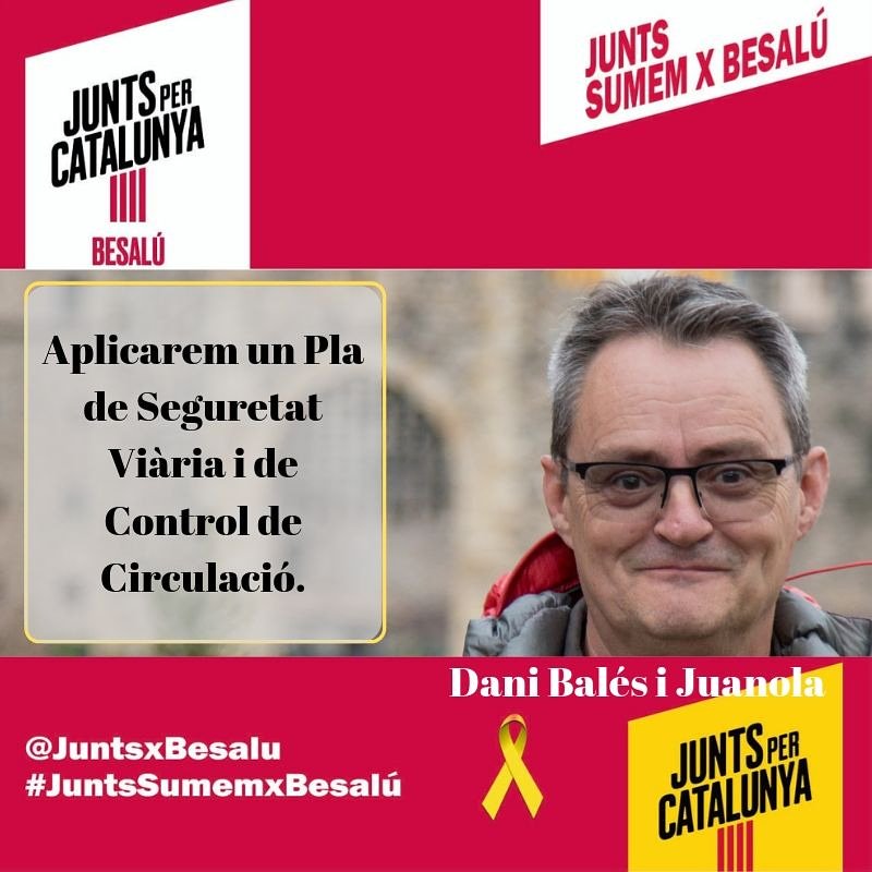 JuntsxBesalu's tweet photo. Àmbit Economia i Territori.
Aplicarem  un Pla de Seguretat Viària i de Control de Circulació.
Dani Bales i Juanola.
@lluisguino
@jsurina 
@KRLS
#Fempoble 
#juntssumemxBesalú 
#Besalú https://t.co/hQiaAdx5bX