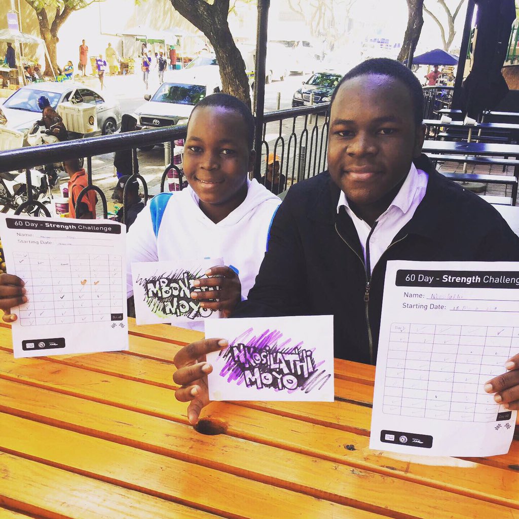 spaces4youth's tweet photo. Well done Nkosilathi &amp; Mbongeni on completing the @BelieveinAfrica / @spaces4youth 60 Day Strength Challenge. Funded by @charcoal_ink. We are proud of you boys for sticking to your objectives &amp; getting it done! Enjoy your cash #rewards #nextlevel #60daychallenge
#corestrengh https://t.co/wzCxeIFpN3