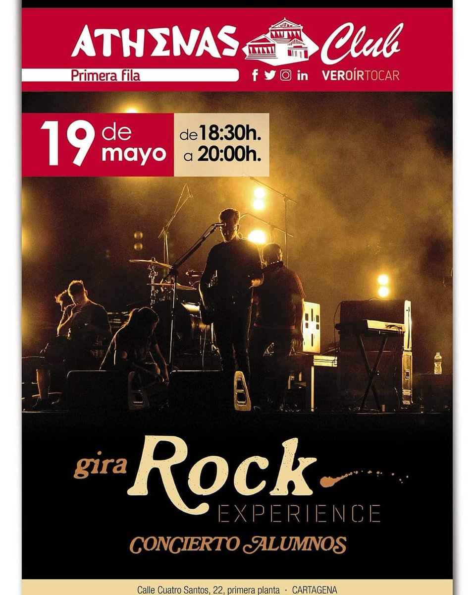 athenasclub's tweet photo. Acabamos la semana de la mejor manera.  Esta tarde, en @athenasclub, disfruta de la #música con los #conciertos de #rockexperience y #fidelyrubio.  Te esperamos.

#athenasclub #veroírtocar #Cartagena #musica #concierto #conciertoencartagena #antoniofidel #FernandoRubio #rock https://t.co/ppi5HuyRmP