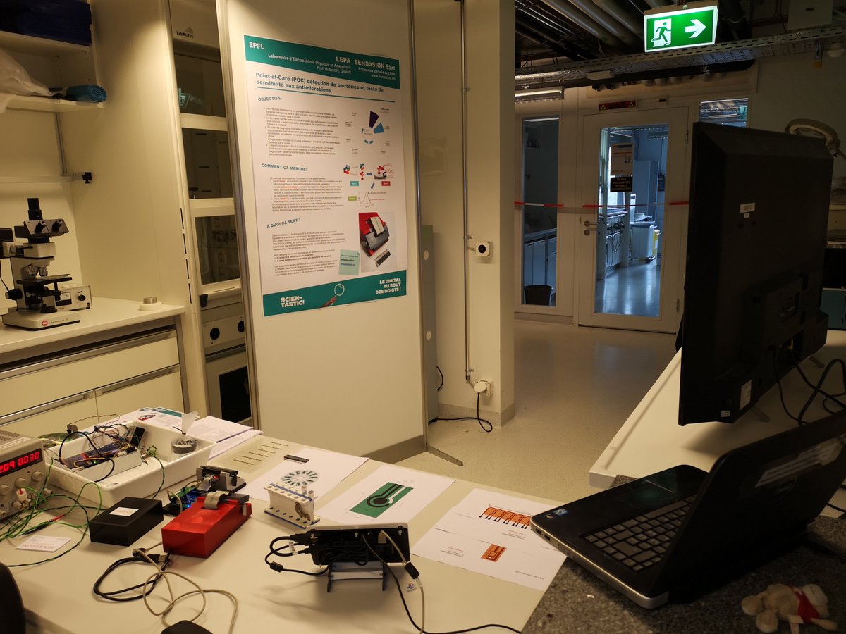 SENSaSION_ch's tweet photo. @SENSàSION and @LEPA_EPFL presenting at Scientastic 
@ScienceValais @bacteriadetection https://t.co/BMaEKGSeI9