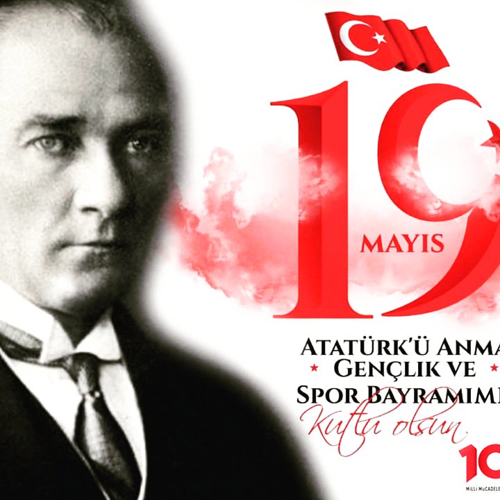 Cumhuriyetimizin kurucusu Mustafa Kemal Atatürk'ü Anma, Gençlik ve Spor Bayramımız Kutlu Olsun #Atatürk #19Mayıs #100yıldırizindeyiz
