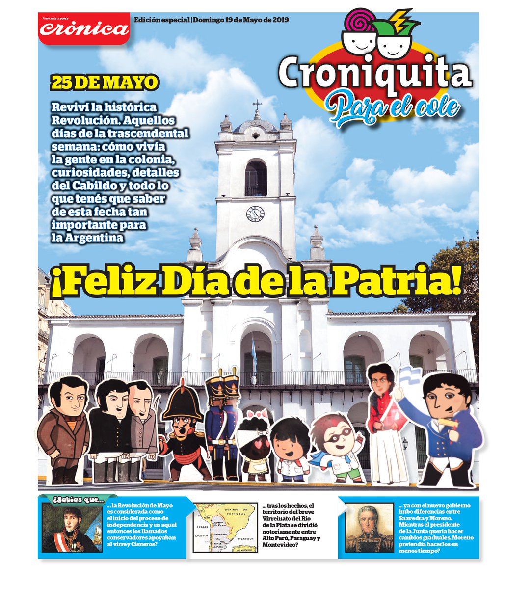 Cronica_ok's tweet photo. Lo prometido es deuda. Una edición especial de #Croniquita, de colección, para los más peques: la mejor información e imágenes del #25DeMayo 🇦🇷#CuriosidadesYDetallesDeUnaFechaHistórica #ExcelenteMaterial #IdealParaElCole #LoMejorDeTodo? #VieneGratisConTuDiarioCrónica 🇦🇷 https://t.co/ZHZkY8yx8q
