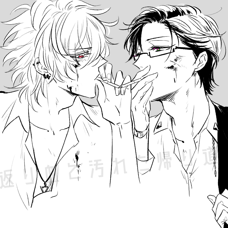 シガ〜キス習作。大阪のヒプマイライブでハマ2人が私の見てないとこでシガーキスするかもしれんと思うとわけのわからん気持ちになるんですがどうすればいい 