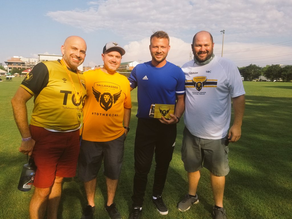 TLHSoccerClub's tweet photo. New tradition beyond a scarf exchange, we sent @RangersFCMens home with a 6 pack of @GrassLandsBrew To The Goal beer. Thanks @gflores_10 it was great to meet you. We look forward to coming to Daphne in a few weeks. #tothegoal #tlhsc19 https://t.co/eUTvZwYNeK