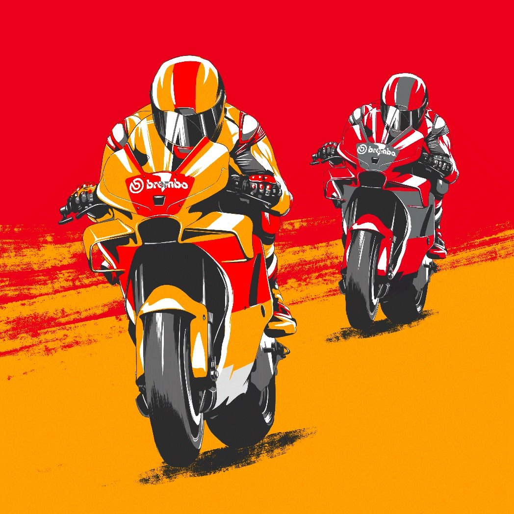 BremboBrakes's tweet photo. Third win in 2019 and 47th win in #MotoGP for Marc Marquez, all with #Honda motorcycles and Brembo brakes. 2nd, 3rd and 4th today in race three Ducati: Dovizioso, Petrucci and Miller. In 27 laps #FrenchGP Marc used brakes of his bike for over 750 seconds #MarcMarquez https://t.co/VBIgOeipiz