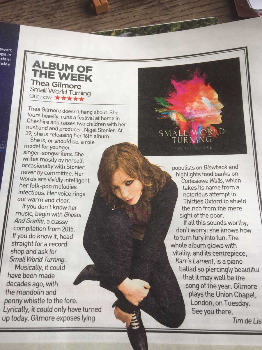 NigelStonier's tweet photo. Get the press down, call the Daily Mail ...
Brilliant 5 star review for @theagilmore #SmallWorldTurning today! https://t.co/bTiX4j7Nbl