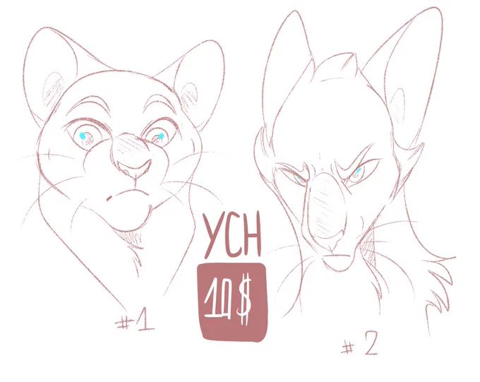 These are 1080px high!

- can change face shape (slightly) and change cheek fluff to make it look like your character
- scars, nicks, small add ons (piercings etc) are free
- will be smooth lined, colored and cell shaded
- paypal only
- will try to complete asap
- no slots 
