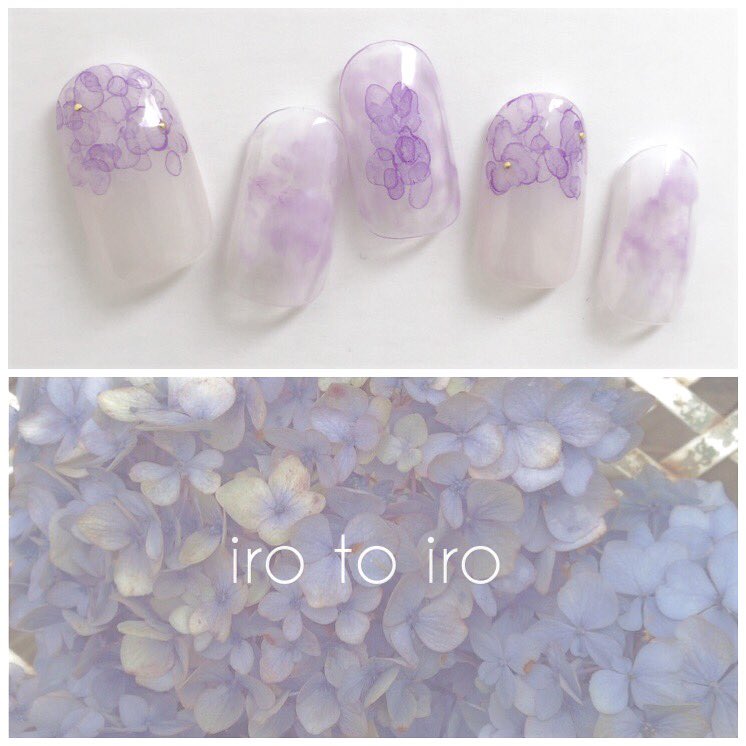 Irotoiro Nail V Twitter あじさいネイル あじさいネイル 紫陽花 ネイル Nails T Co Mjbw6x669l Twitter