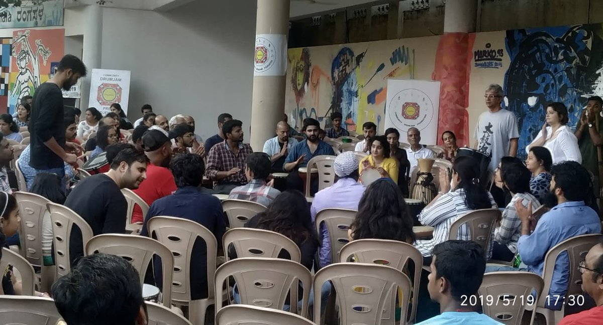 rangolimetroart's tweet photo. Community Drumjam 75 - In Pictures

With @Thevasundhara , @robertonarain &amp; @DrumjamIndia 

Venue : Bayalu, @rangoliartmetro , MG Road, Bangalore

@cpronammametro https://t.co/FfjnVBtpVG