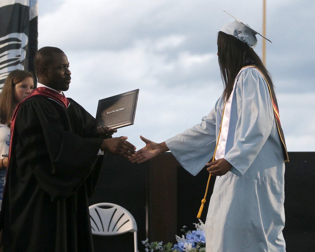 CCPSEVHS's tweet photo. Congratulations to @PrincipalAddo for officiating his first Eastern View High School graduation. @culpeperschools https://t.co/KbaOiSBujC