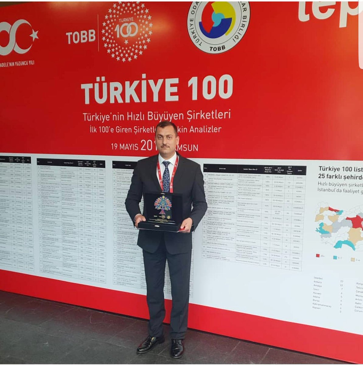 #Samsun'da düzenlenen Türkiye'nin En Hızlı Büyüyen İlk 100 Şirketi arasında yer alarak ödüle layık görülen Geçmiş Dönem Başkanımız <a href="/KabaaliTahsin/">Tahsin Kabaali</a>'i kutlar, başarılarının devamını dileriz.