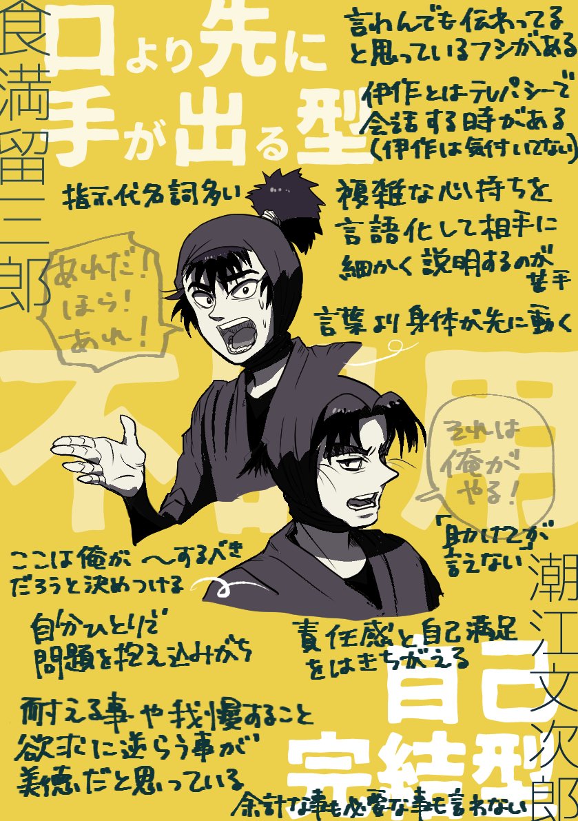 潮江文次郎と食満留三郎の不器用考察