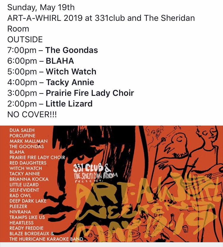 TODAY!!!
@thegoondas <a href="/blahaband/">BLAHA</a> @tackyanniemusic <a href="/lillizardband/">Little Lizard</a> <a href="/331club/">331 club</a> @thesheridanroom <a href="/surlybrewing/">surlybrewing</a> @MCNChannel6
#331club #northeastminneapolis #northeastmpls #minneapolis #mpls #minnesota #mn #universityavenue #universityave #minneapolismusic #artawhirl #artawhirl2019