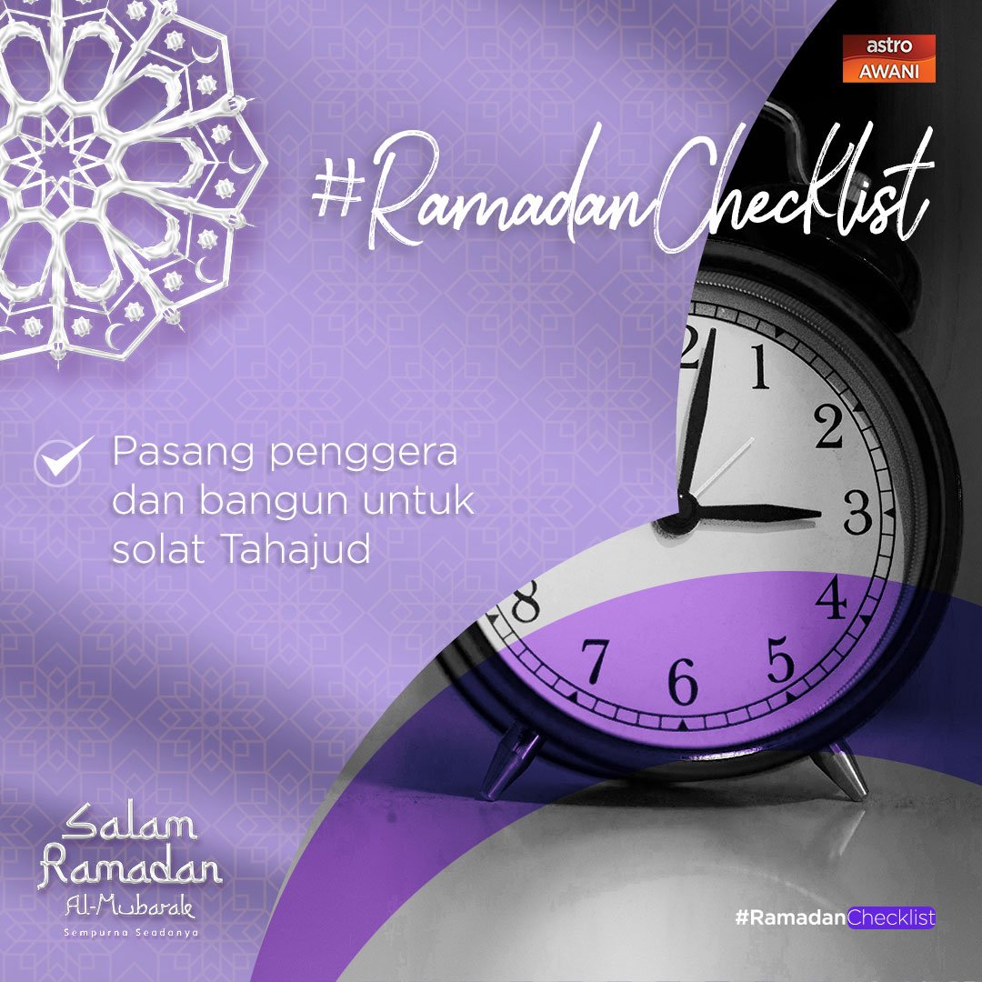 501Awani's tweet photo. Ambil peluang bulan puasa ini untuk menunaikan solat tahajud.
Inilah masa untuk anda tambah pahala di bulan yang mulia ini. Nanti boleh terus bangun sahur.
#RamadanChecklist
#SempurnaSeadanya https://t.co/gHIGkIzgGH