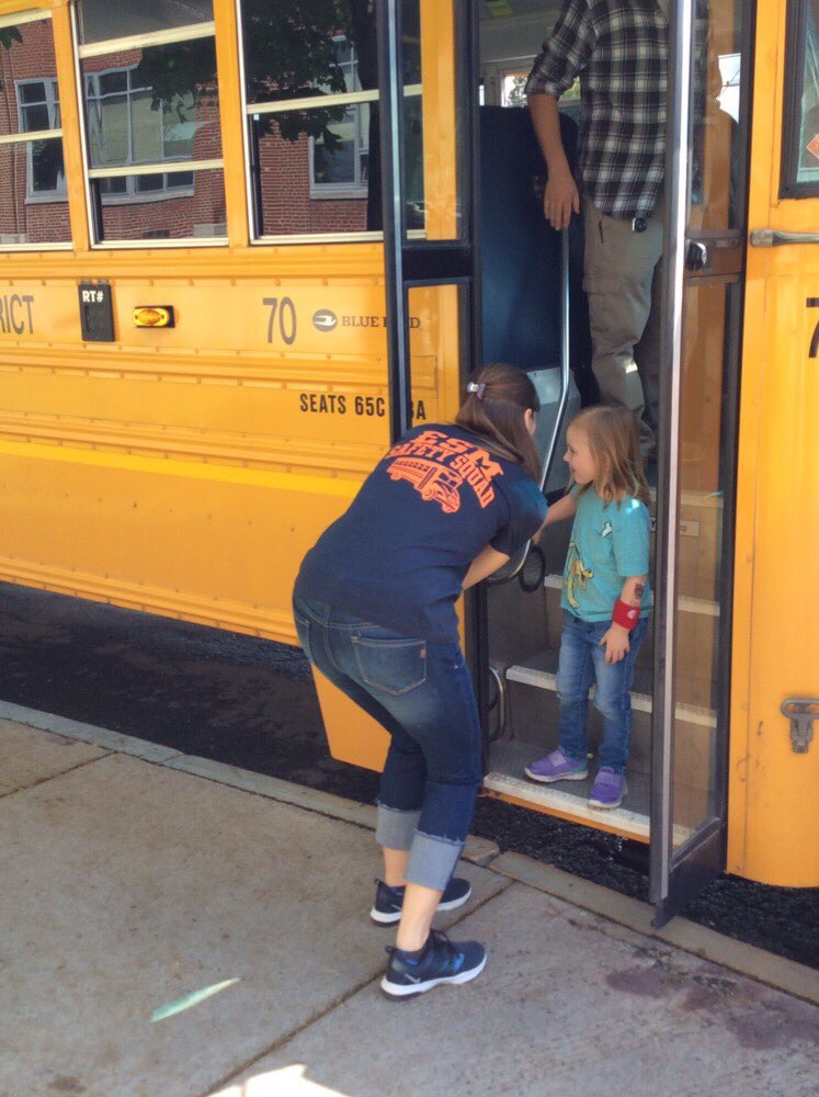 MsAbend's tweet photo. Thank you ESM Safety Squad! They came over to PH to teach our three and four year olds how to get on the school bus for Prek next year and it was a raving success!! #almosttime #endoftheyear #parkhill https://t.co/3fhqU47IUi