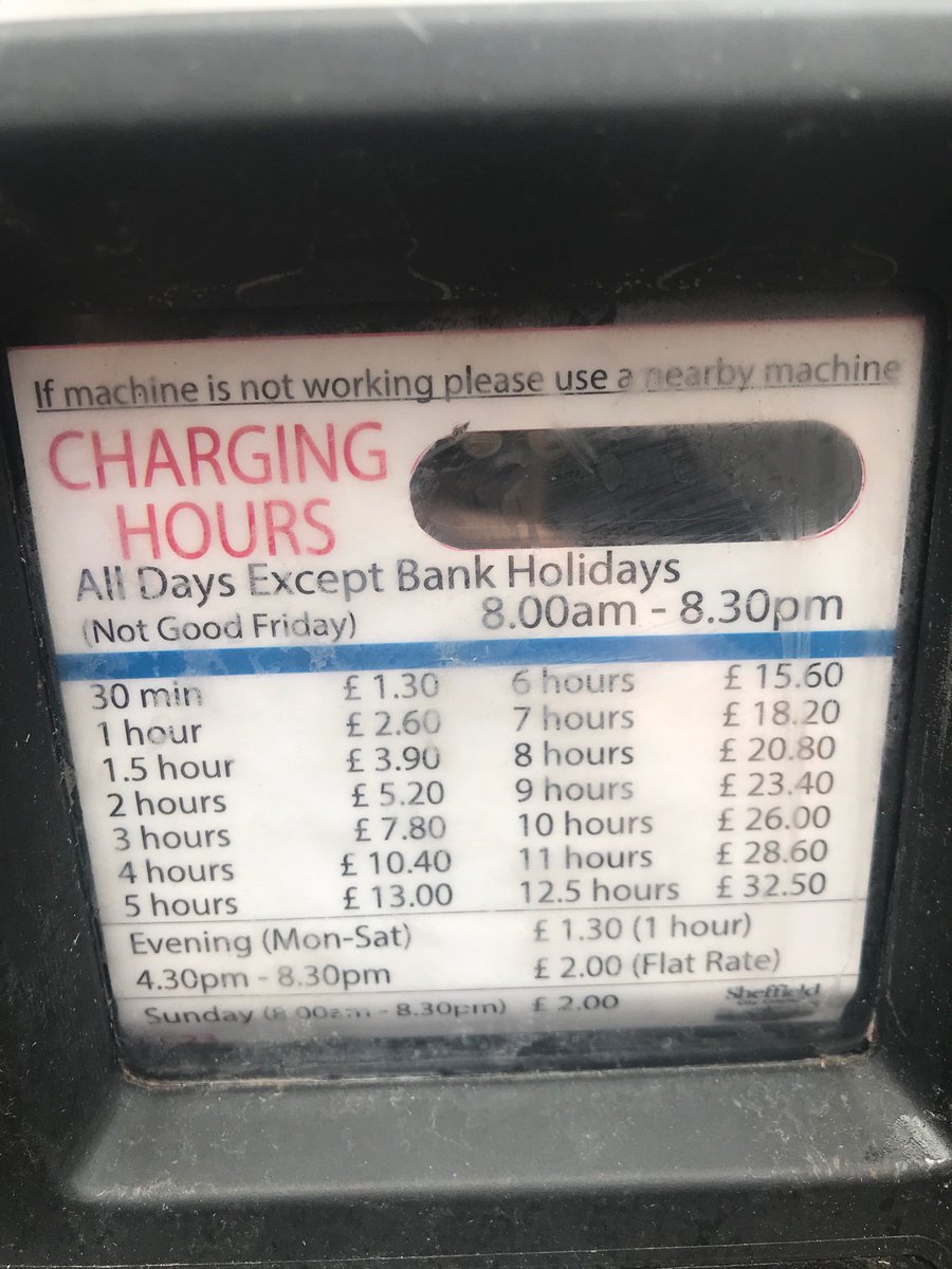 faye_waple's tweet photo. City centre needs help not hinderance... new parking charges @SheffCouncil @SheffCityGrowth @sheffcitycentre #parkingsheffield #sheffield #sheffieldcitycentre #doubletheprice #sheffieldparking https://t.co/zZjihHlwAu