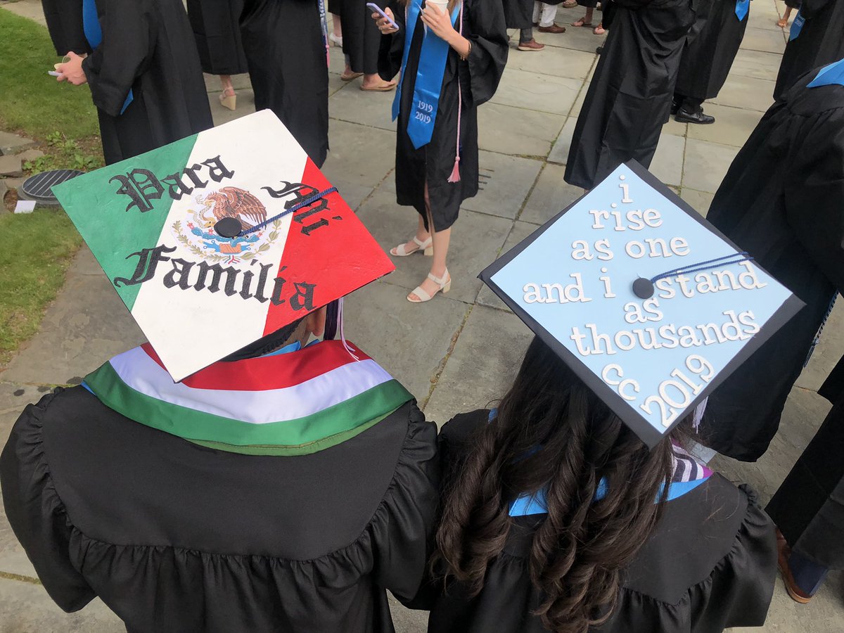 ConnCollege's tweet photo. #ConnColl2019 adding some color to their caps. 🎓🎨 https://t.co/pyS6BXSgYX